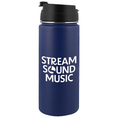 Stainless steel matte navy water bottle with custom imprint in 16.9 oz.