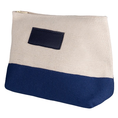 Jute and canvas blue attractive cosmetic bag blank.