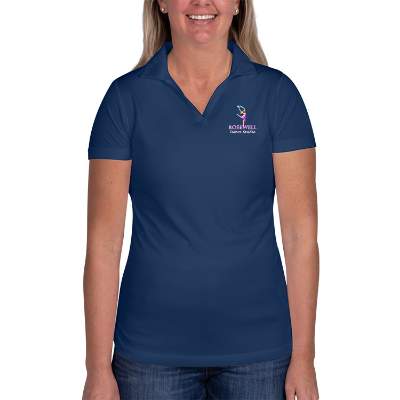 Personalized blue embroidered icon golf polo