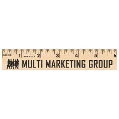 6 inch wooden ruler with logo.