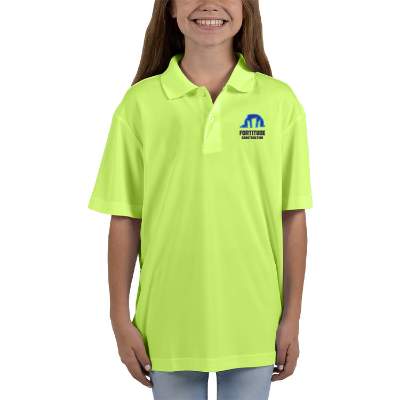 Customized embroidered safety yellow youth pique polo