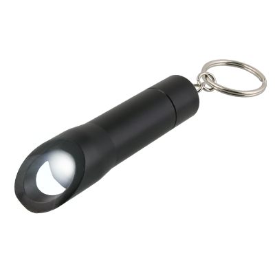 Aluminum black flashlight keychain bottle opener blank.