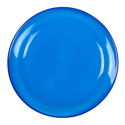 Blank plastic blue flying disc.