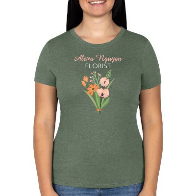 Personalized asparagus ladies' t-shirt with full color logo.