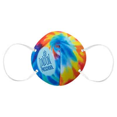 Foam tie dye print face mask with full-color imprint.