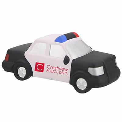 Foam cop car stress reliever branded with imprint.
