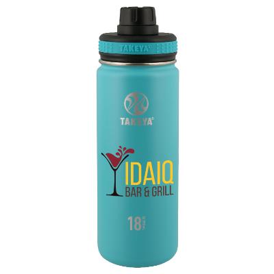 Ocean blue stainless bottle with full color imprint.