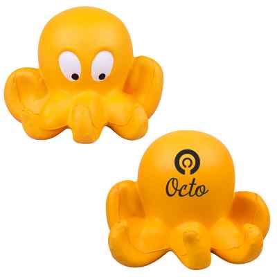 Foam octopus stress ball with custom imprint.