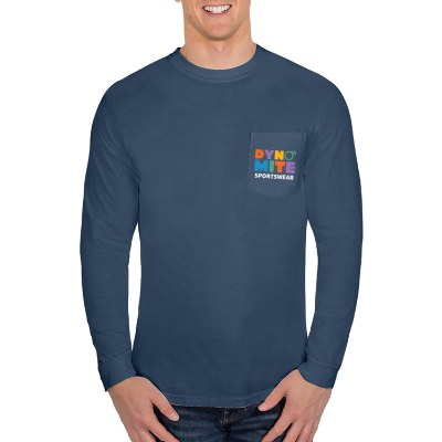 True navy long sleeve full color tee with logo.