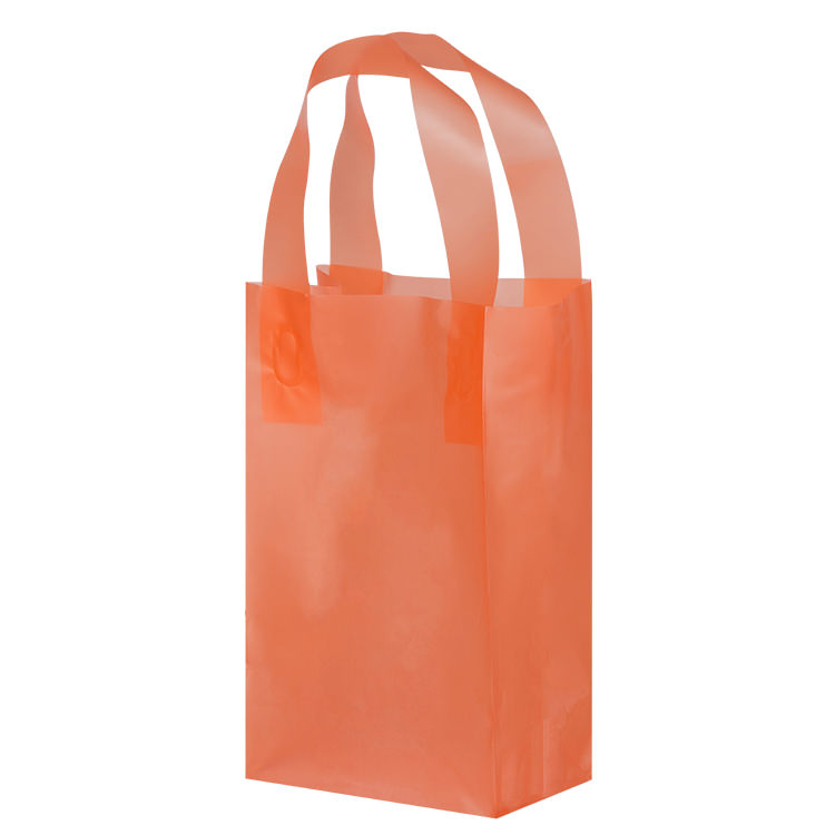 Plastic colored frosted shopper bag.