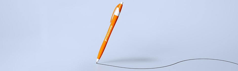 Promotional school items orange pen with white imprint