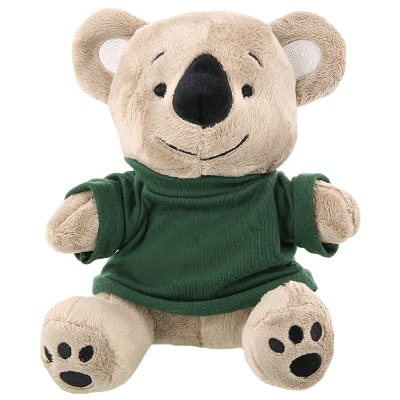 Plush and cotton koala with forest green shirt blank.