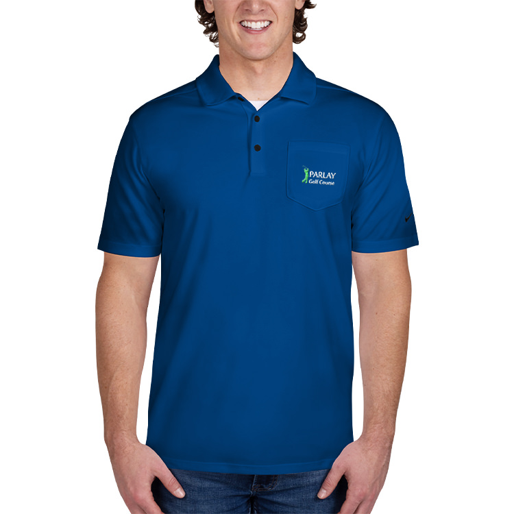 Customized embroidered blue micro pique 2.0 pocket polo