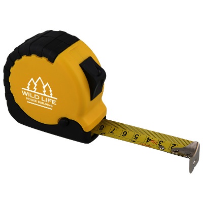 ABS plastic yellow 25 foot classic tape measure with personalized logo.