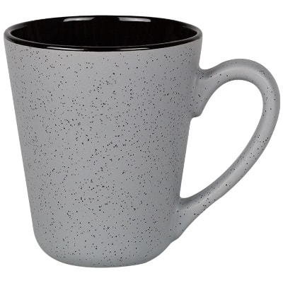 Ceramic gray coffee mug with c-handle blank in 16 ounces.