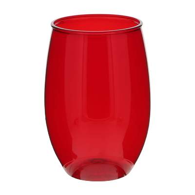 Blank red plastic wine glass.
