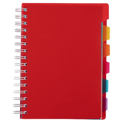 Red 5 subject divider notebook.