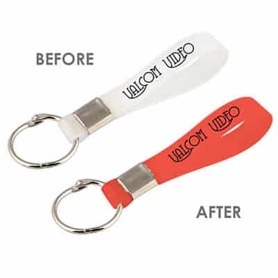 Thermoplastic elastomers frost to red sunshifting loop keychain customized.