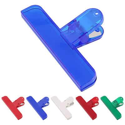 Plastic translucent blue jumbo chip clip blank.