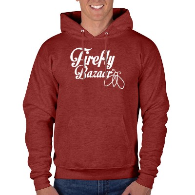 Red pepper heather hooded sweatshirt with personalized logo.
