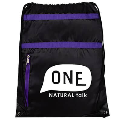 Polyester purple color band drawstring customized with logo.