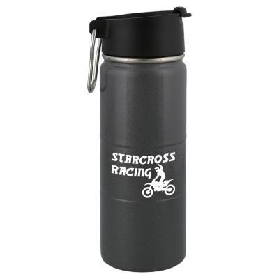 Charcoal stainless bottle with custom logo.