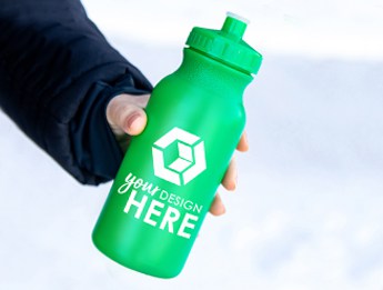 green bottle with white imprint