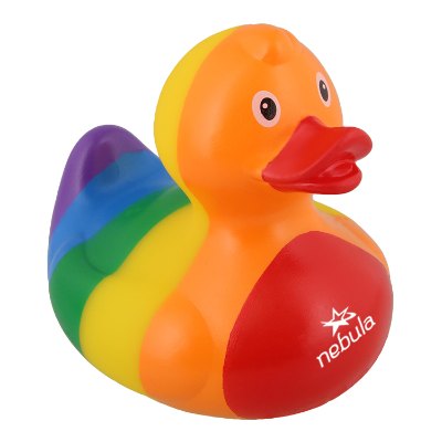 Plastic rainbow custom rubber duck.