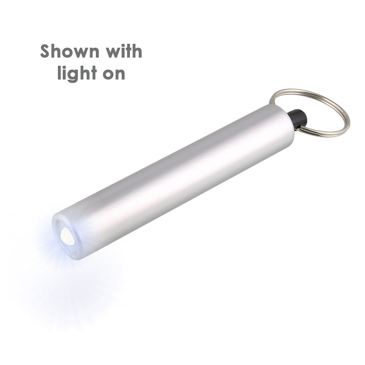 Plastic cylinder LED flashlight keychain blank.