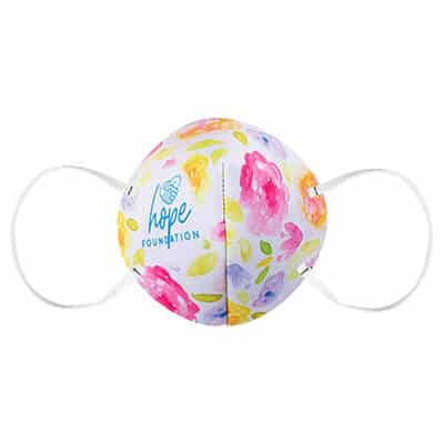 Foam floral print face mask with full-color imprint.