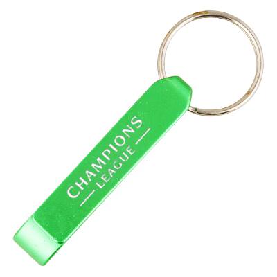 Aluminum green key ring handy bottle opener engraved.