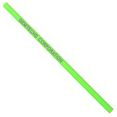 Green straw with custom engraved logo.