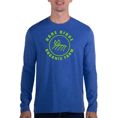 Logoed blue heather long sleeve t-shirt.