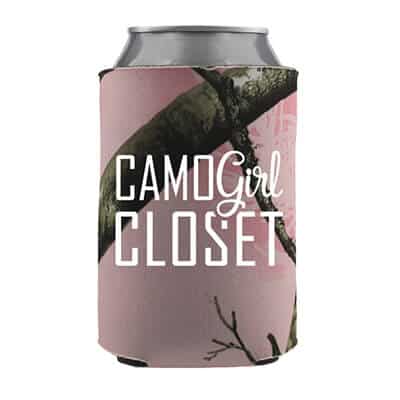 Foam Realtree Pink Camo licensed collapsible can cooler printed.