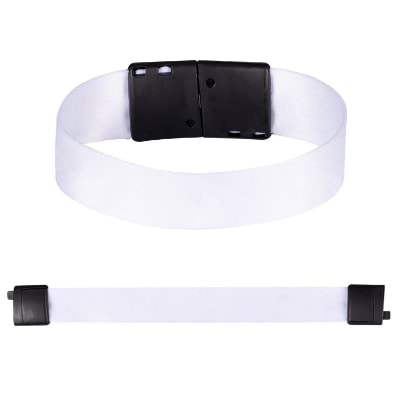 Blank white satin wristband available in bulk.