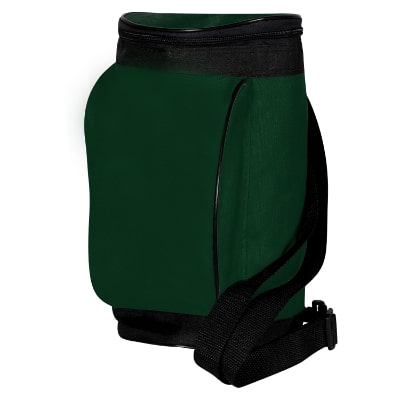 Blank hunter green polycanvas golf bag can cooler.