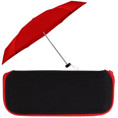 37 inch red travel umbrella with case.