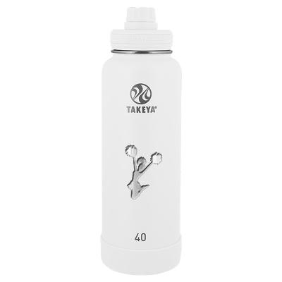 White stainless bottle with engraved imprint.