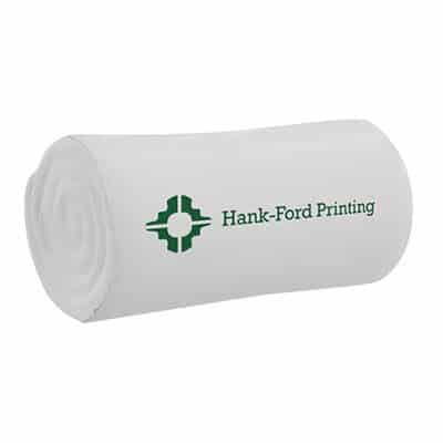 Foam newspaper roll stress reliever personalized with logo.