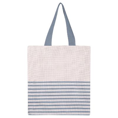 Natural jute poppy striped tote blank.