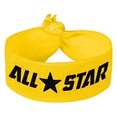 Polyester yellow wristband customized with a logo.