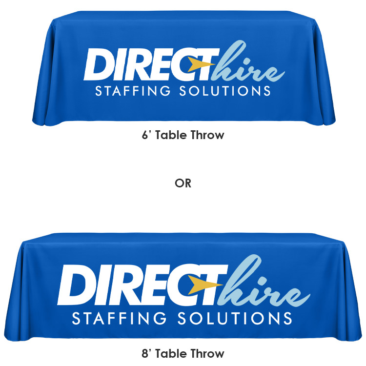 Polyester table cover with two 33.5 inch banner stands trade show package.