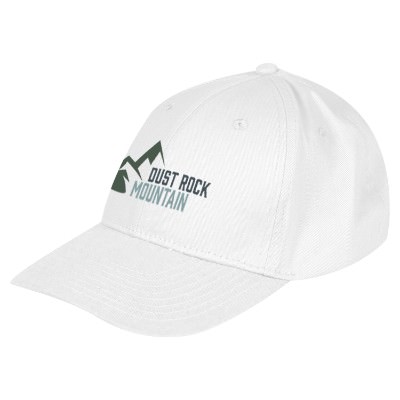 Personalized full color logo on white cap.