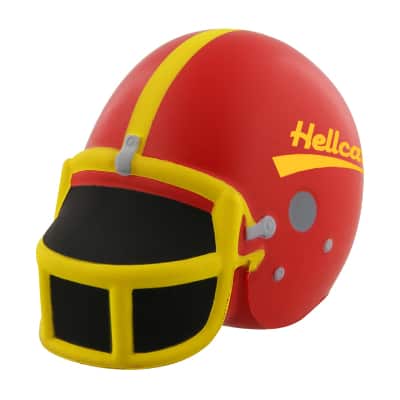 Foam football helmet stress ball logoed with a custom imprint.