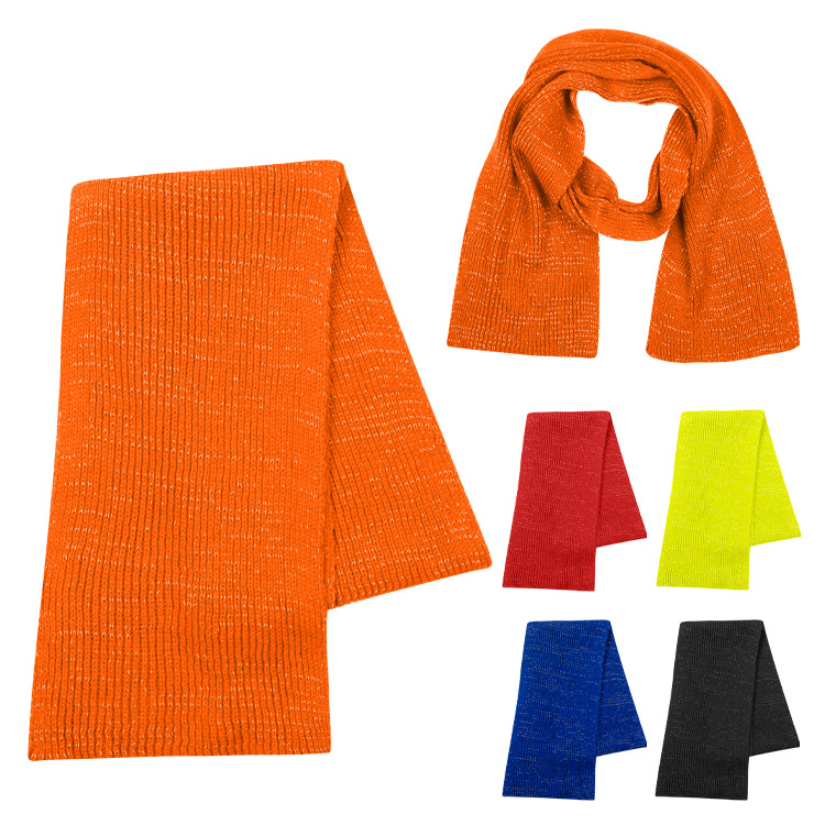 Blank reflective style orange scarf folded.