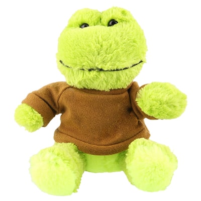 Plush and cotton frog with brown shirt blank.