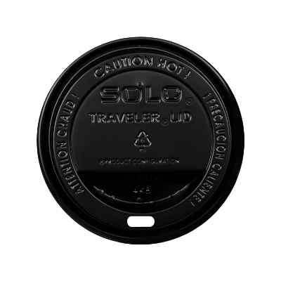 Black sipper lid blank fits 10 ounce to 20 ounce paper cup.