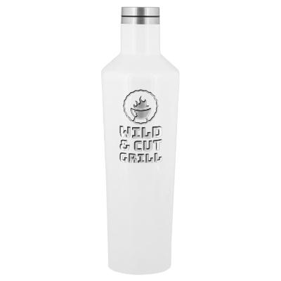 Gloss white stainless bottle with engraved imprint.