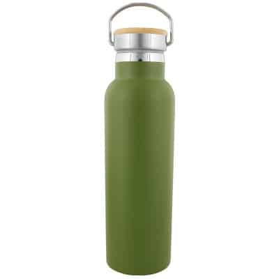 Stainless steel green water bottle blank in 21 ounces.