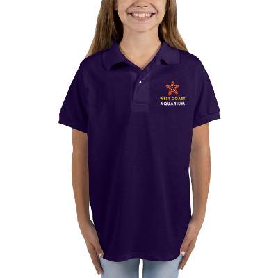 Personalized full color purple youth jersey polo